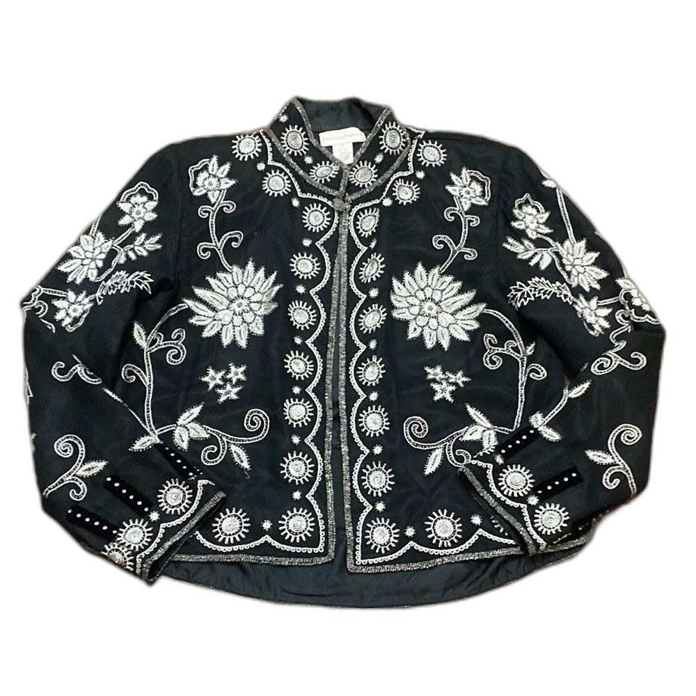 Draper's and Damon's Beaded Open Front Silk Blazer